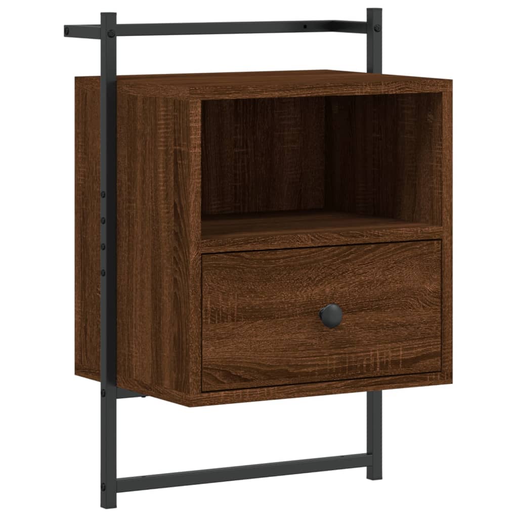 Bedside Cabinet Wall-mounted Brown Oak 40x30x61 cm Engineered Wood