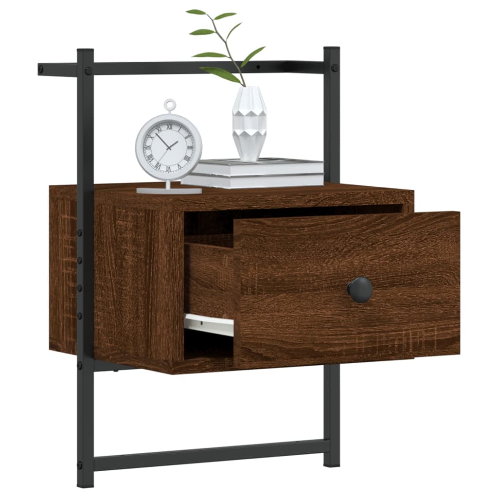 Bedside Cabinet Wall-mounted Brown Oak 35x30x51 cm Engineered Wood