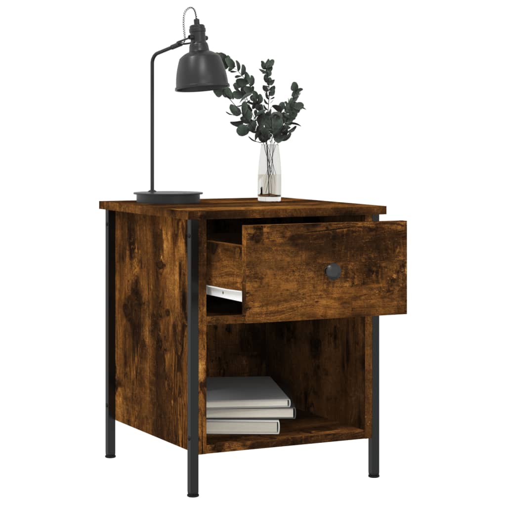 Bedside Cabinet Smoked Oak 40x42x50 cm Engineered Wood