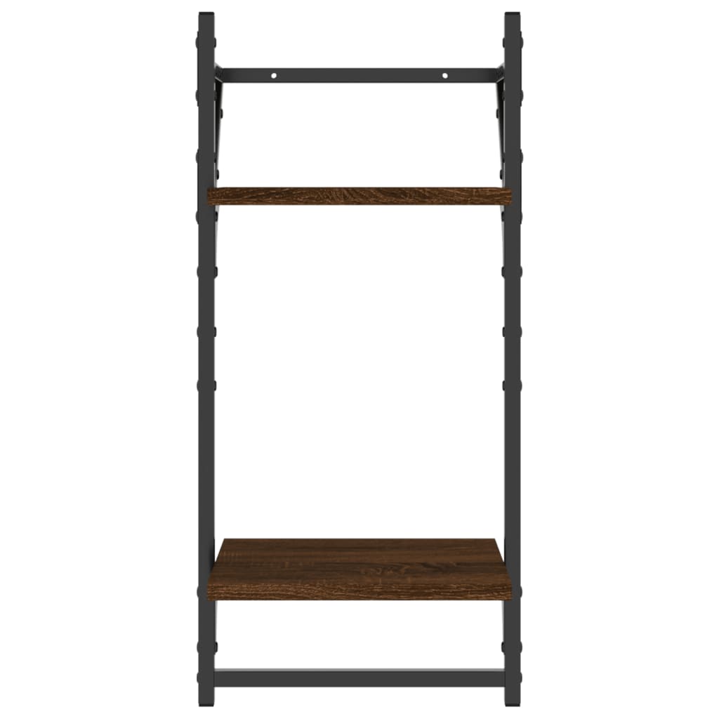 2-Tier Wall Shelves with Bars 2 pcs Brown Oak 30x25x65 cm