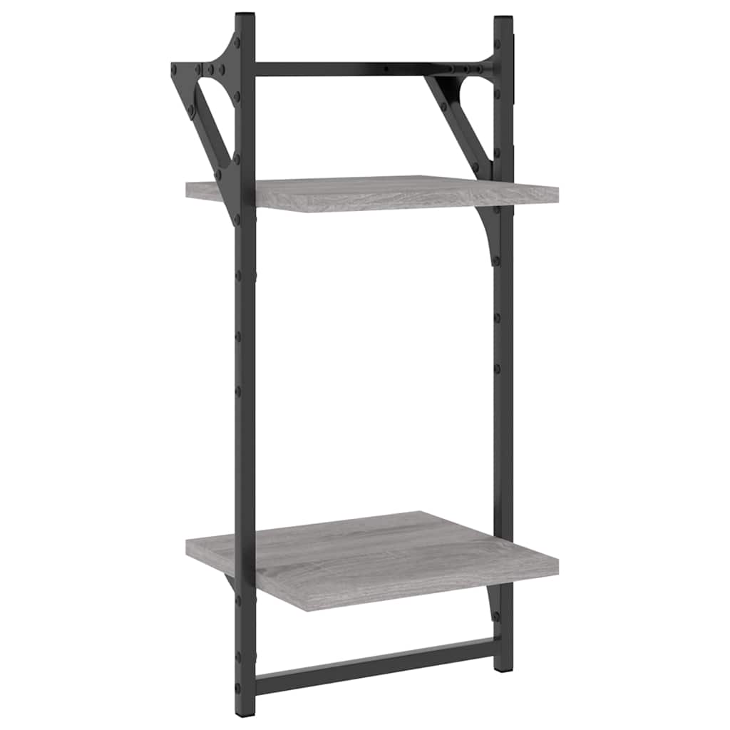 4 Piece Wall Shelf Set with Bars Grey Sonoma Engineered Wood