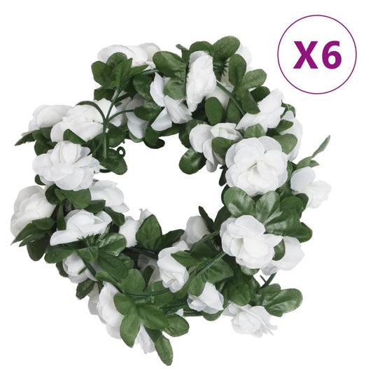 Christmas Flower Garlands 6 pcs Spring White 250 cm