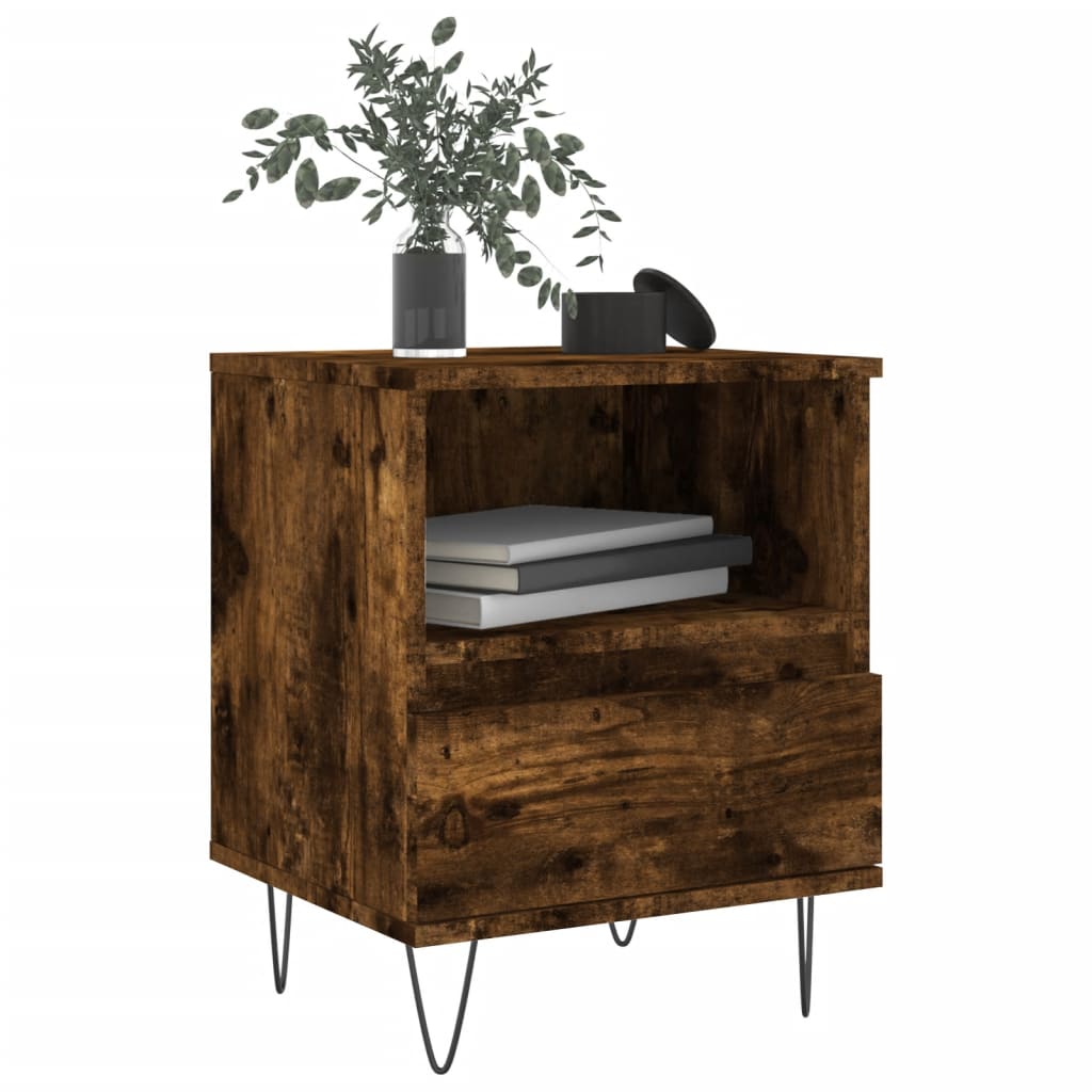 Bedside Cabinet Smoked Oak 40x35x50 cm Engineered Wood