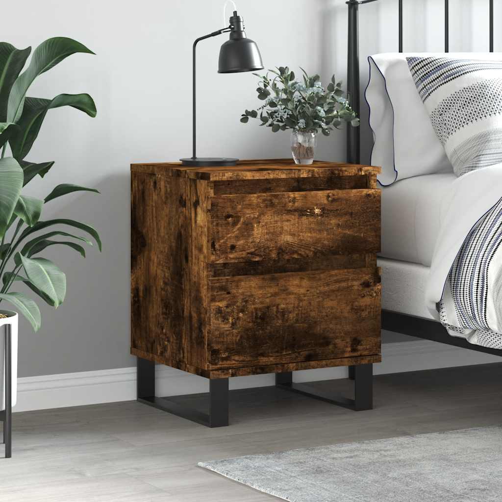Bedside Cabinet Smoked Oak 40x35x50 cm Engineered Wood