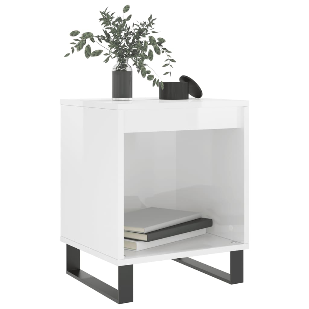 Bedside Cabinet High Gloss White 40x35x50 cm Engineered Wood