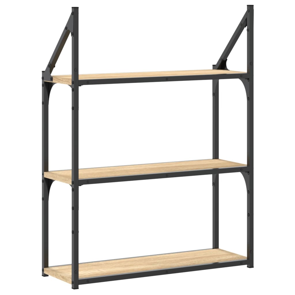 3-Tier Wall Shelf Sonoma Oak 60x21x78.5 cm Engineered Wood