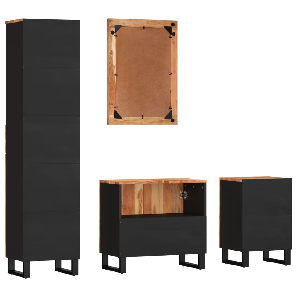 4 Piece Bathroom Furniture Set Solid Wood Acacia