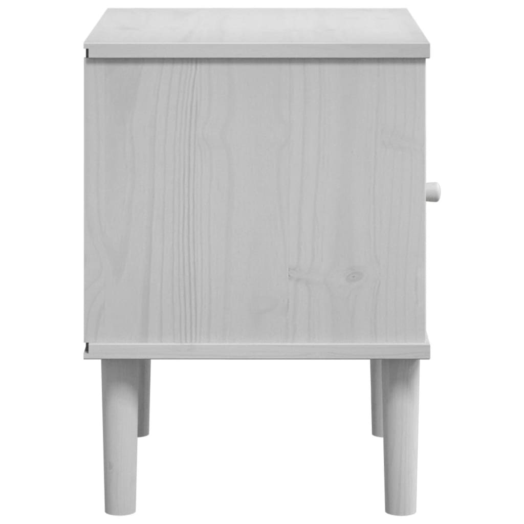 Bedside Cabinet SENJA Rattan Look White 40x35x48 cm Solid Wood Pine