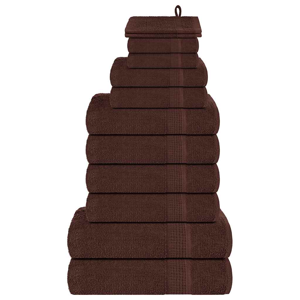 12 Piece Towel Set "FROGN" Brown 100% Cotton