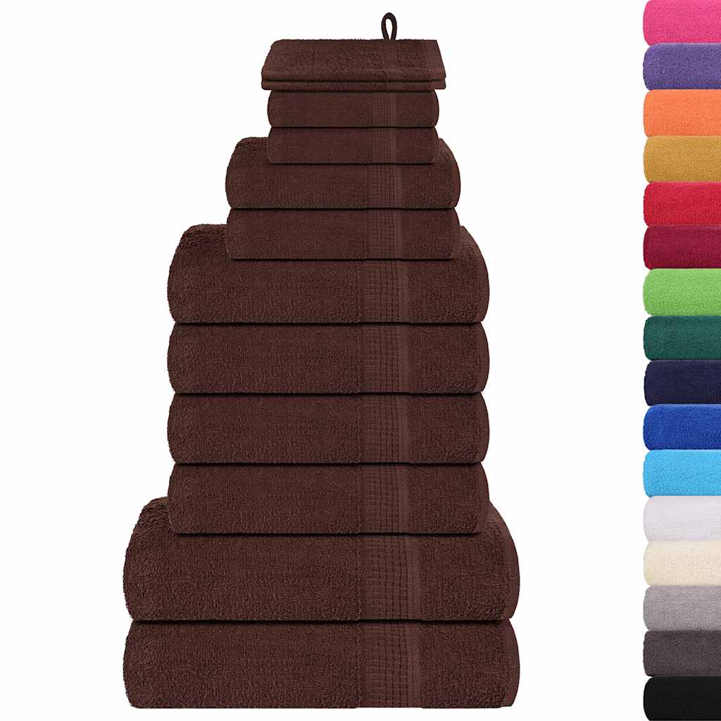 12 Piece Towel Set "FROGN" Brown 100% Cotton