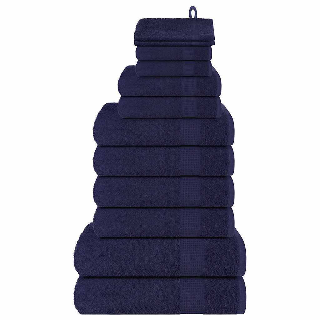 12 Piece Towel Set "FROGN" Navy Blue 100% Cotton