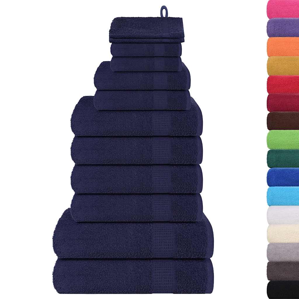 12 Piece Towel Set "FROGN" Navy Blue 100% Cotton