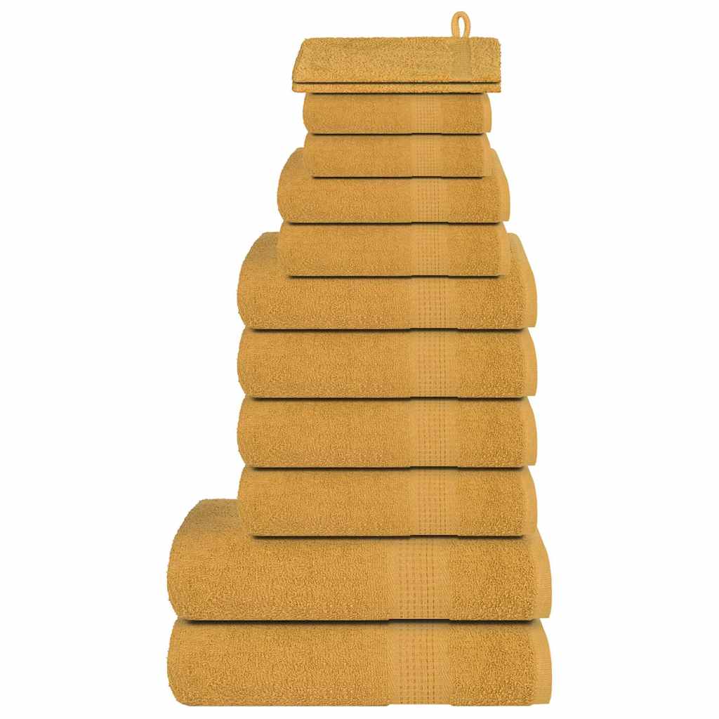 12 Piece Towel Set "FROGN" Gold 100% Cotton