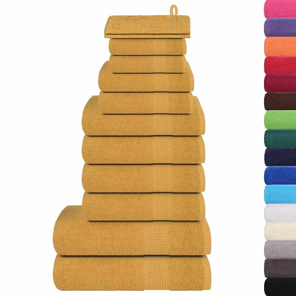 12 Piece Towel Set "FROGN" Gold 100% Cotton