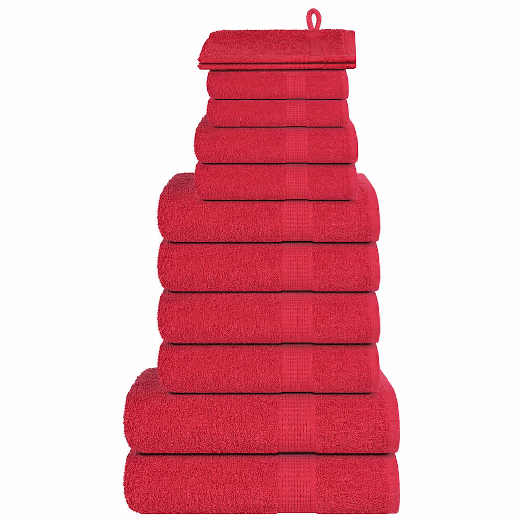 12 Piece Towel Set "FROGN" Red 100% Cotton