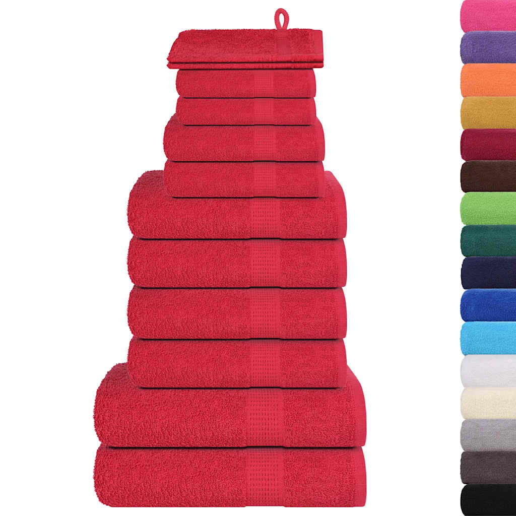 12 Piece Towel Set "FROGN" Red 100% Cotton