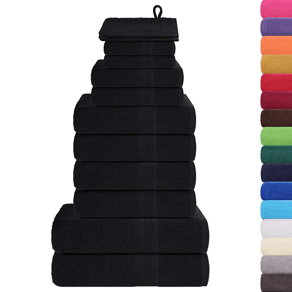 12 Piece Towel Set "FROGN" Black 100% Cotton