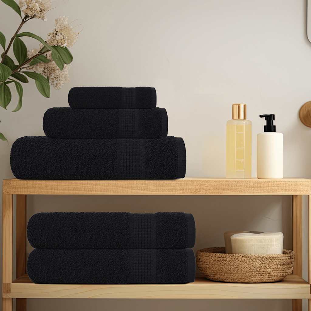 12 Piece Towel Set "FROGN" Black 100% Cotton
