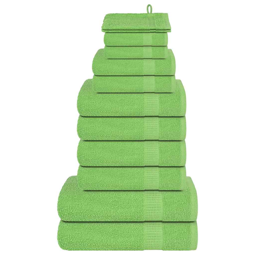 12 Piece Towel Set "FROGN" Apple Green 100% Cotton