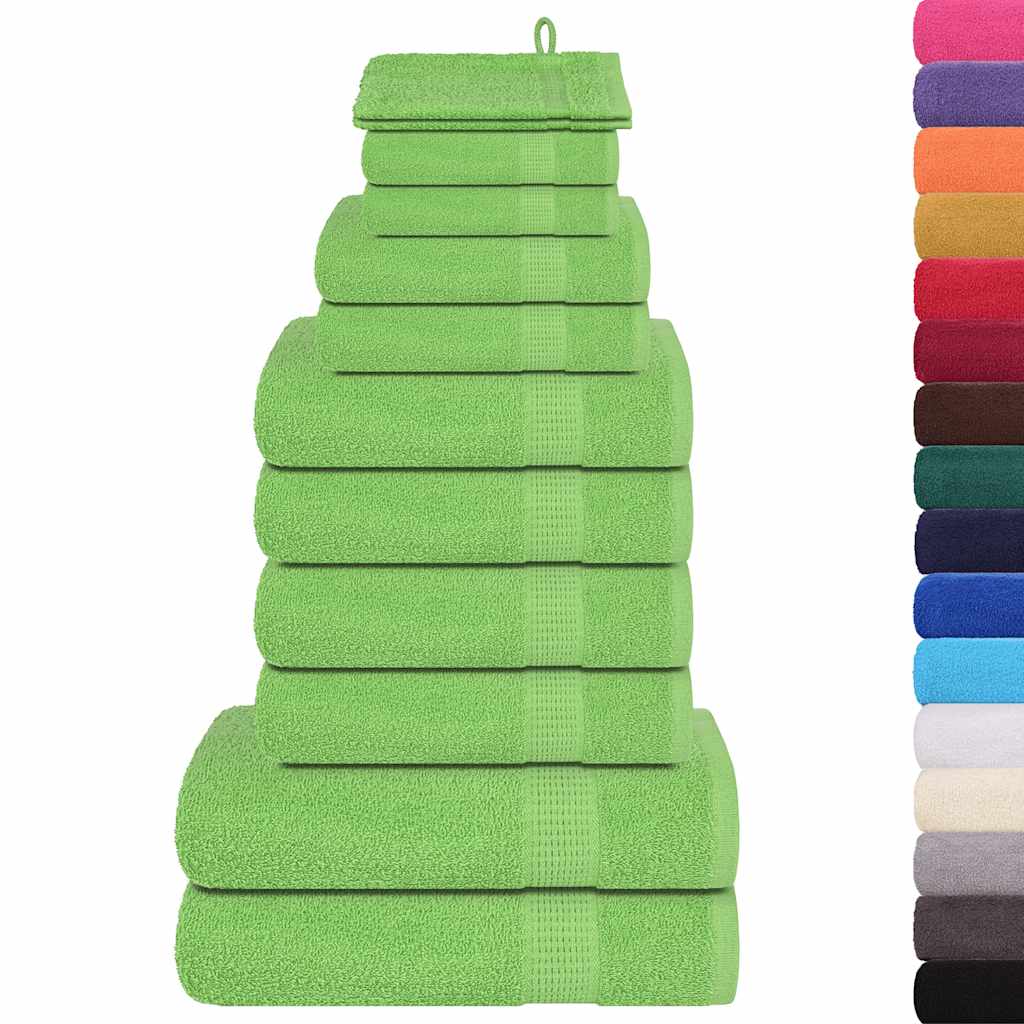 12 Piece Towel Set "FROGN" Apple Green 100% Cotton