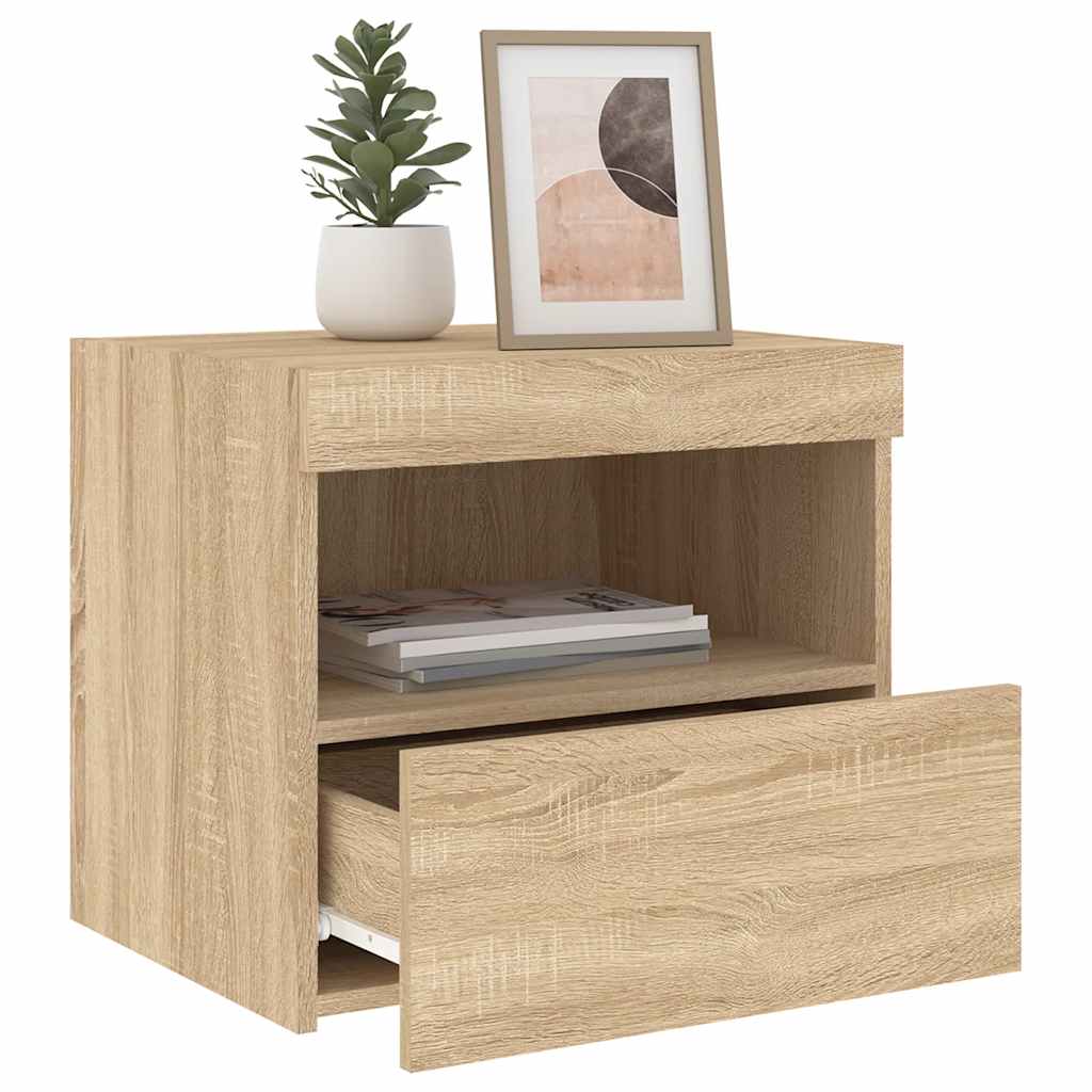 Bedside Cabinet with LED Lights Sonoma Oak 50x40x45 cm