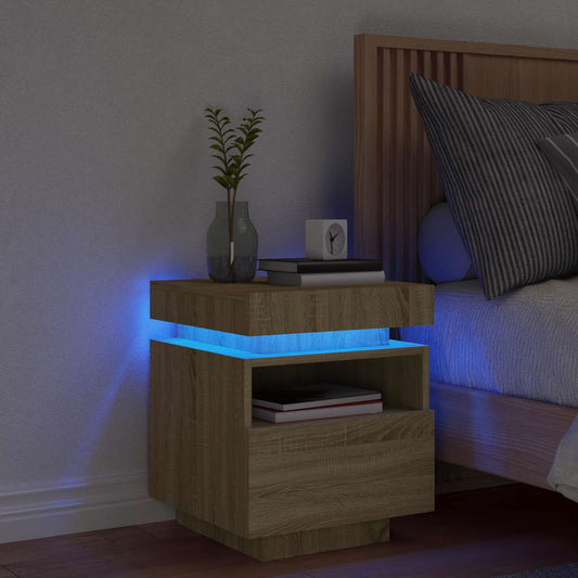 Bedside Cabinet with LED Lights Sonoma Oak 40x39x48.5 cm