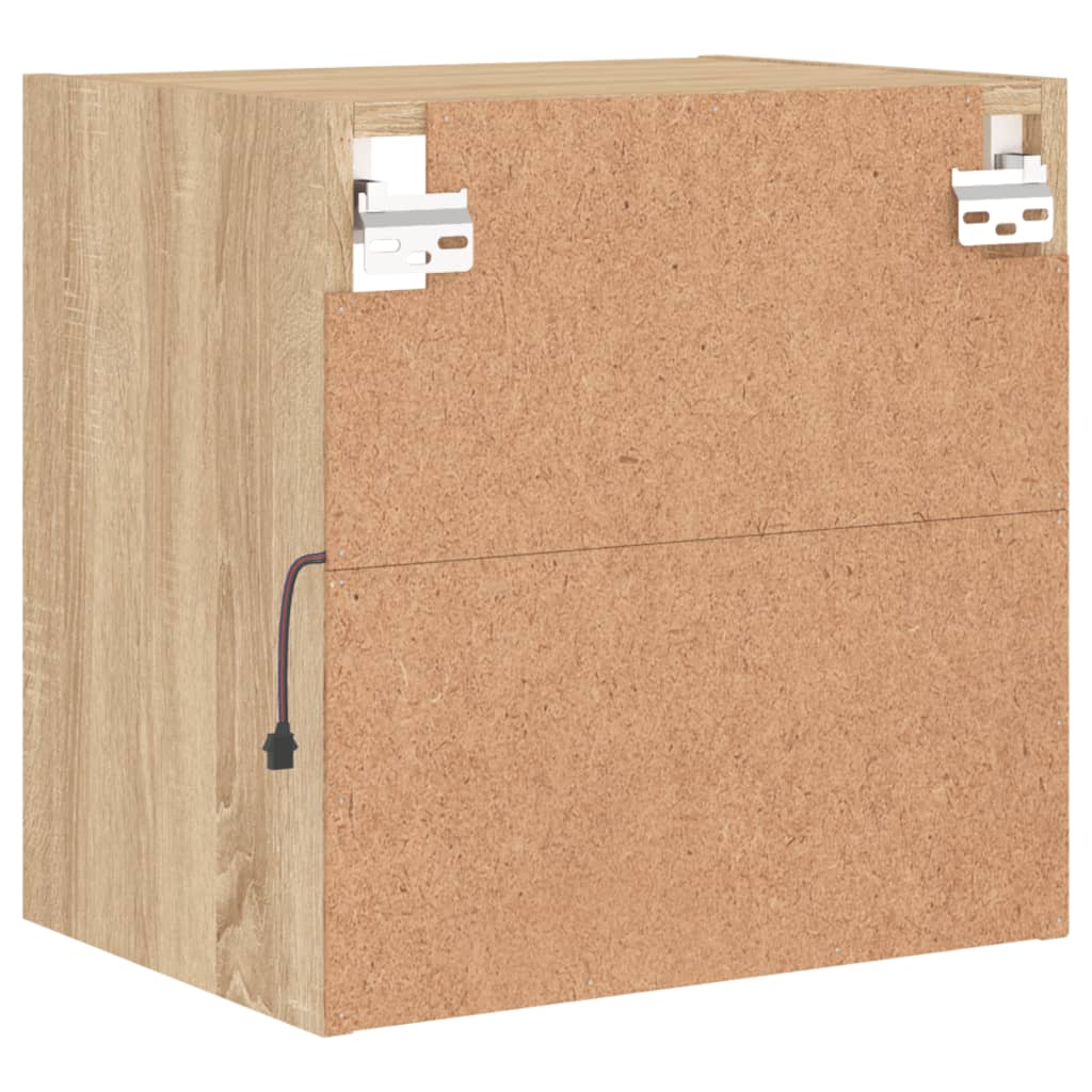 Bedside Cabinet with LED Lights Wall-mounted Sonoma Oak