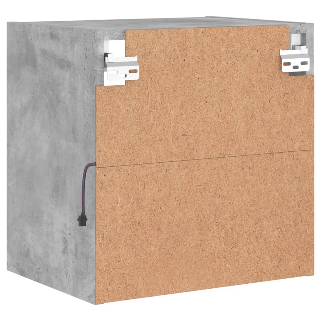 Bedside Cabinet with LED Lights Wall-mounted Concrete Grey