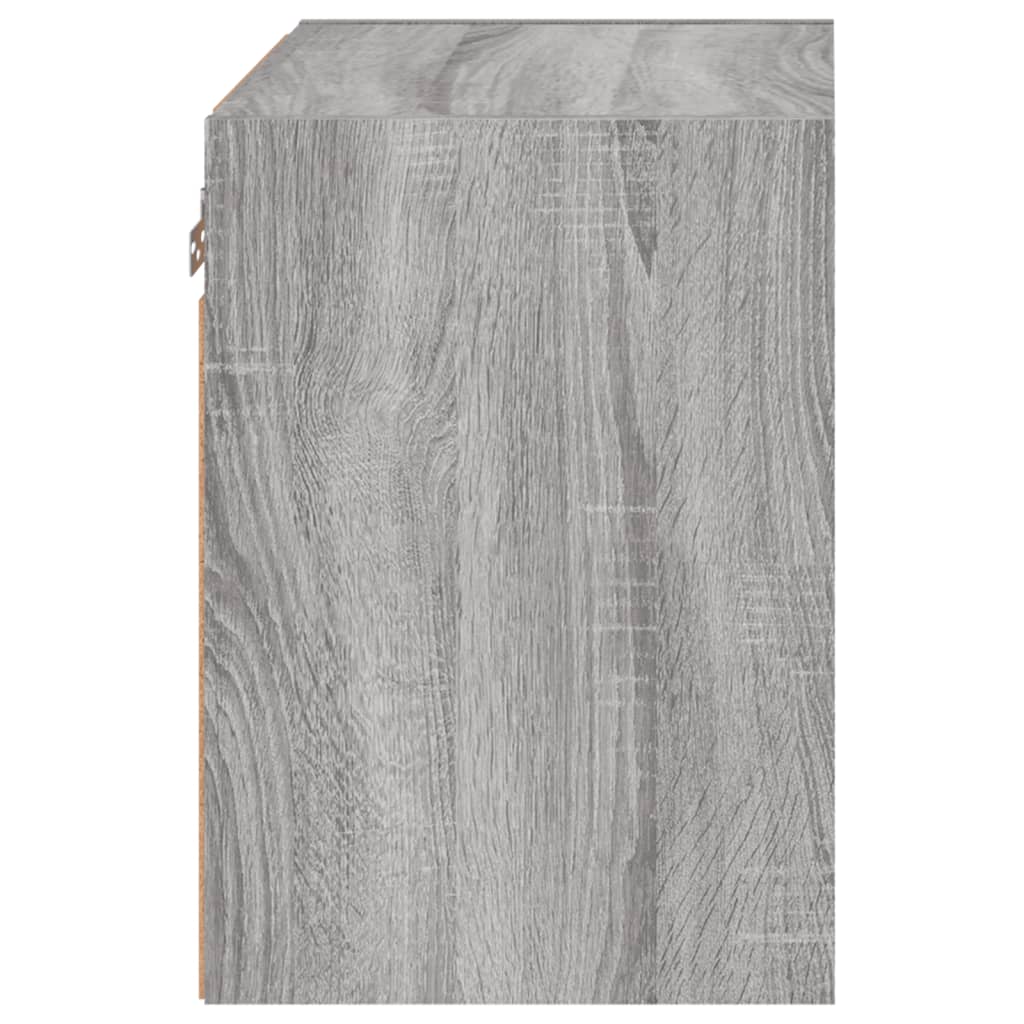 Bedside Cabinet with LED Lights Wall-mounted Grey Sonoma