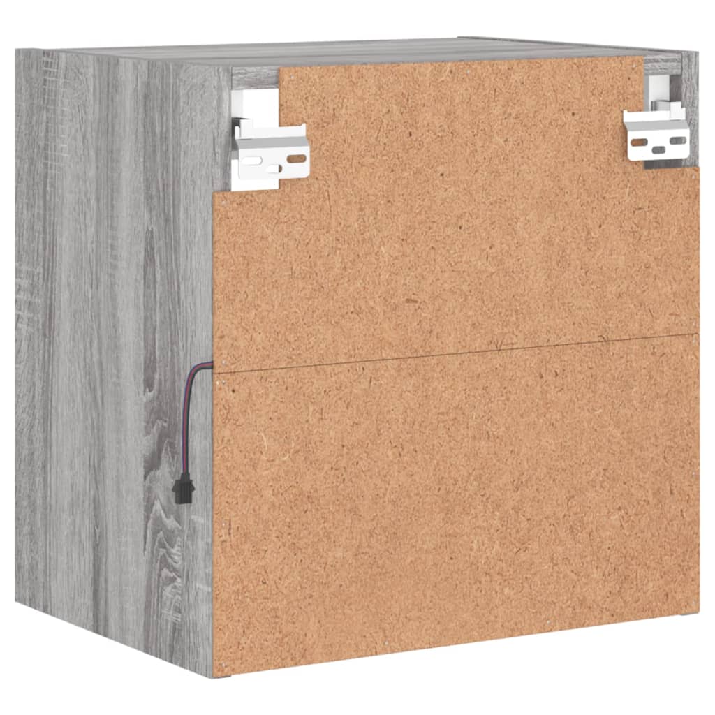Bedside Cabinet with LED Lights Wall-mounted Grey Sonoma