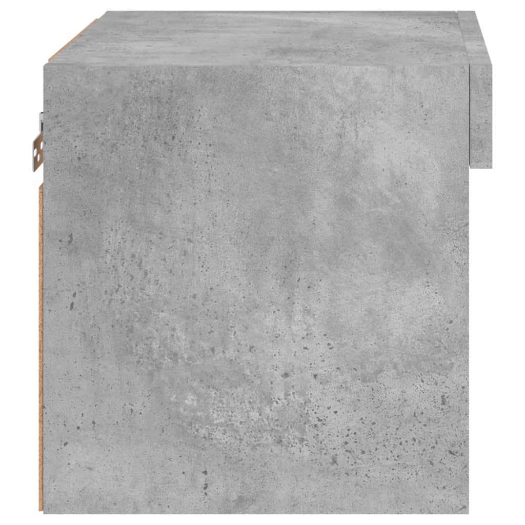 Bedside Cabinet with LED Lights Wall-mounted Concrete Grey