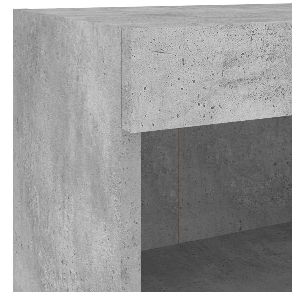 Bedside Cabinet with LED Lights Wall-mounted Concrete Grey