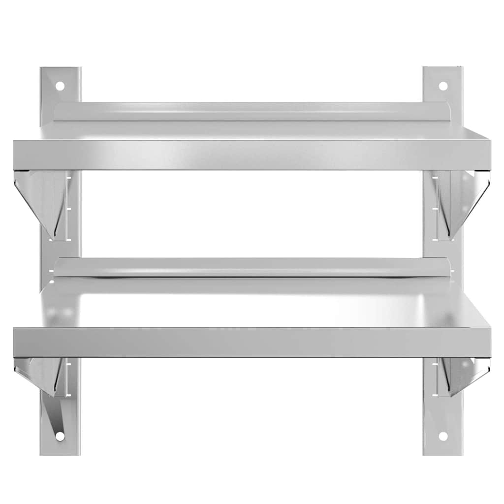 2-Tier Wall Shelf 50x40x48 cm Silver Stainless Steel