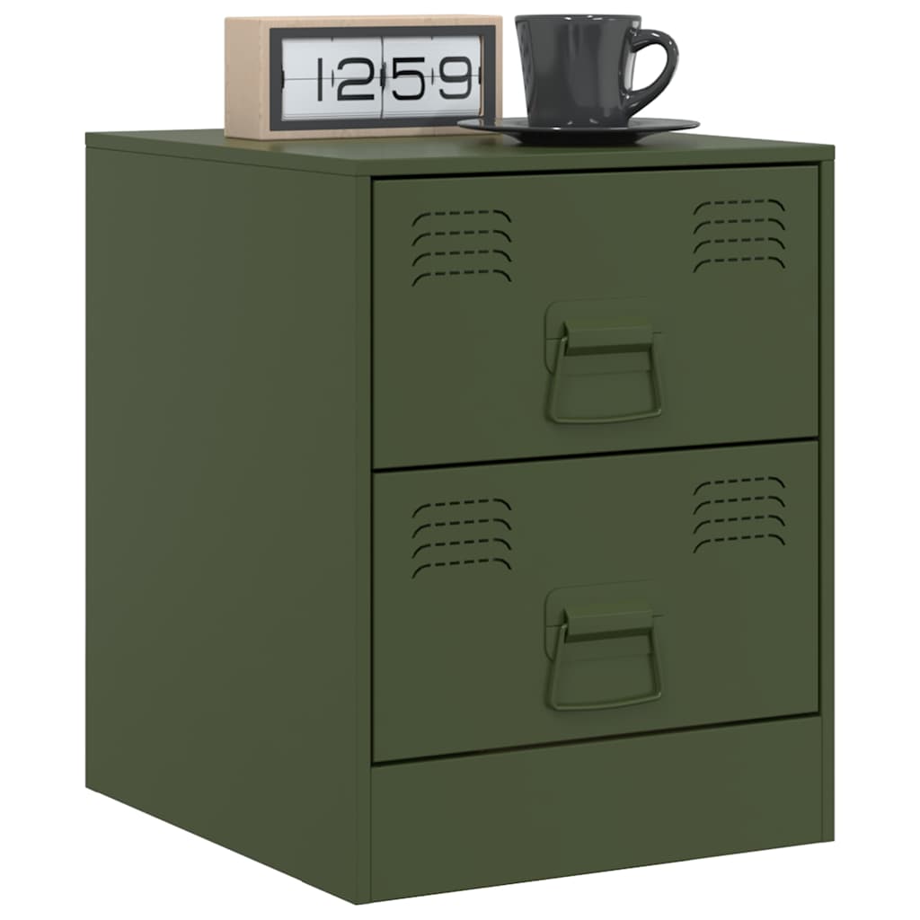 Bedside Cabinets 2 pcs Green 34.5x39x44 cm Steel
