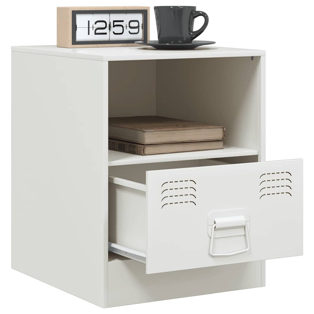 Bedside Cabinet White 34.5x39x44 cm Steel