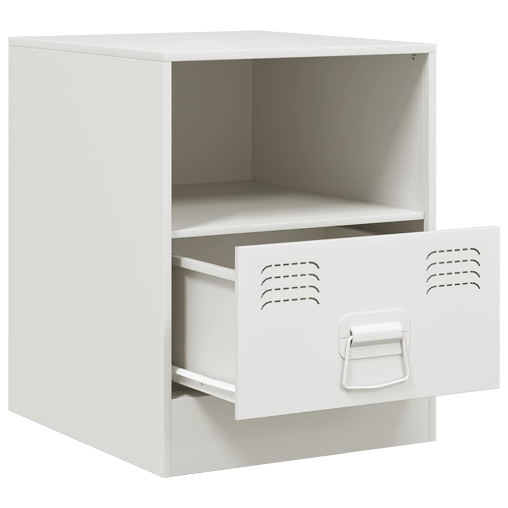 Bedside Cabinet White 34.5x39x44 cm Steel