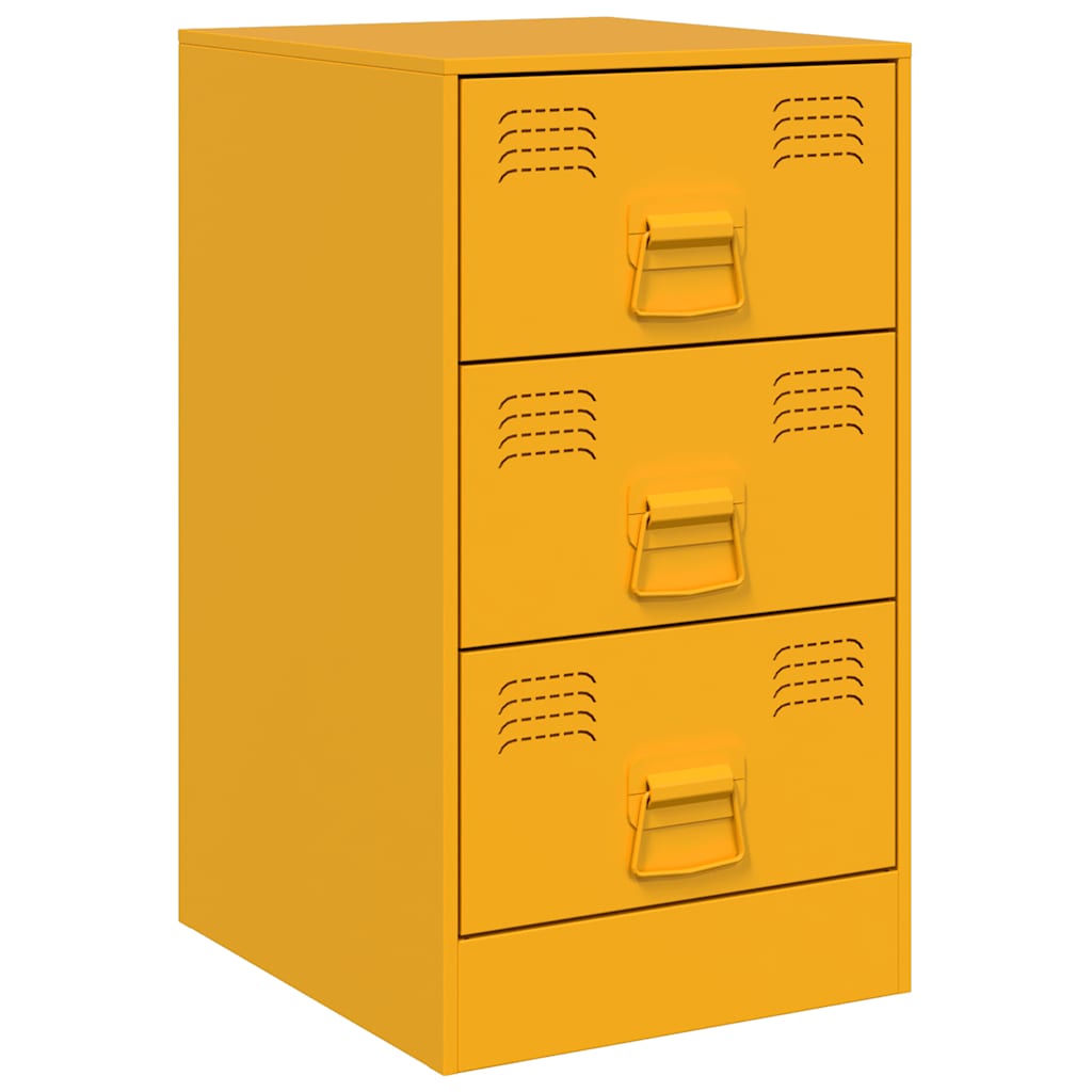 Bedside Cabinet Mustard Yellow 34.5x39x62 cm Steel