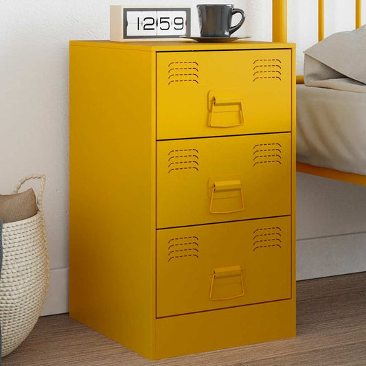 Bedside Cabinet Mustard Yellow 34.5x39x62 cm Steel