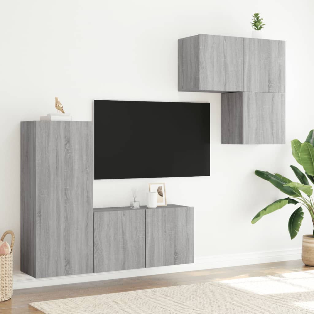 4 Piece TV Wall Units Grey Sonoma Engineered Wood