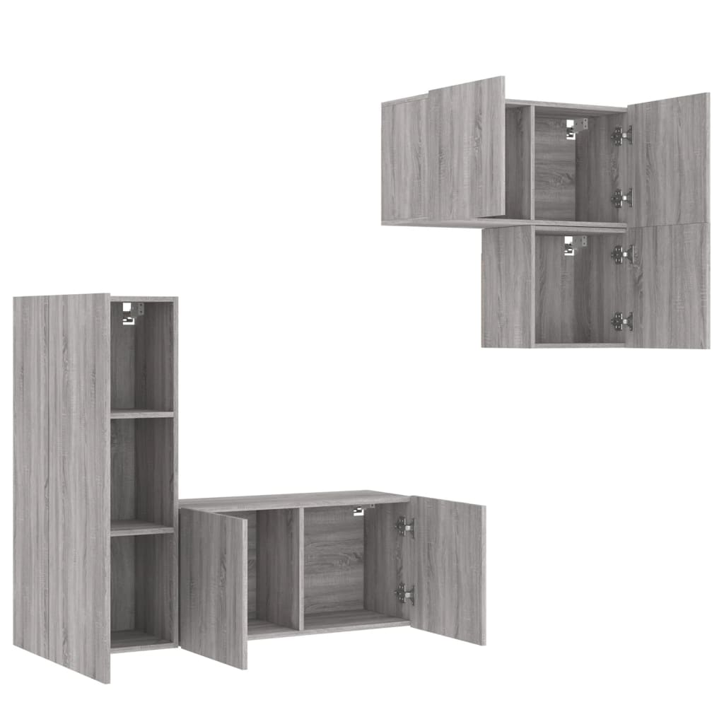 4 Piece TV Wall Units Grey Sonoma Engineered Wood