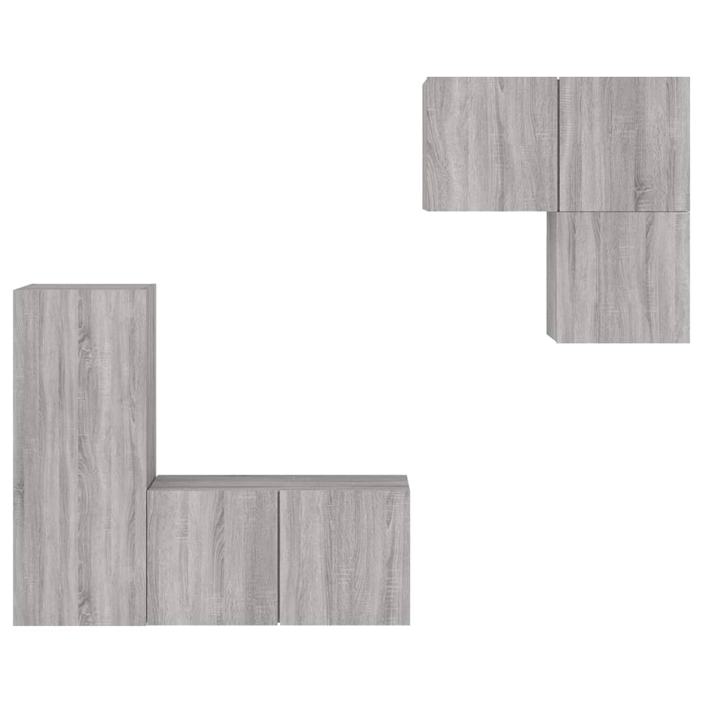 4 Piece TV Wall Units Grey Sonoma Engineered Wood