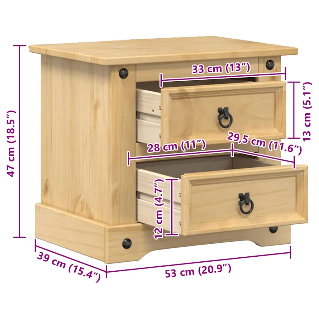 Bedside Cabinet Corona 53x39x47 cm Solid Wood Pine