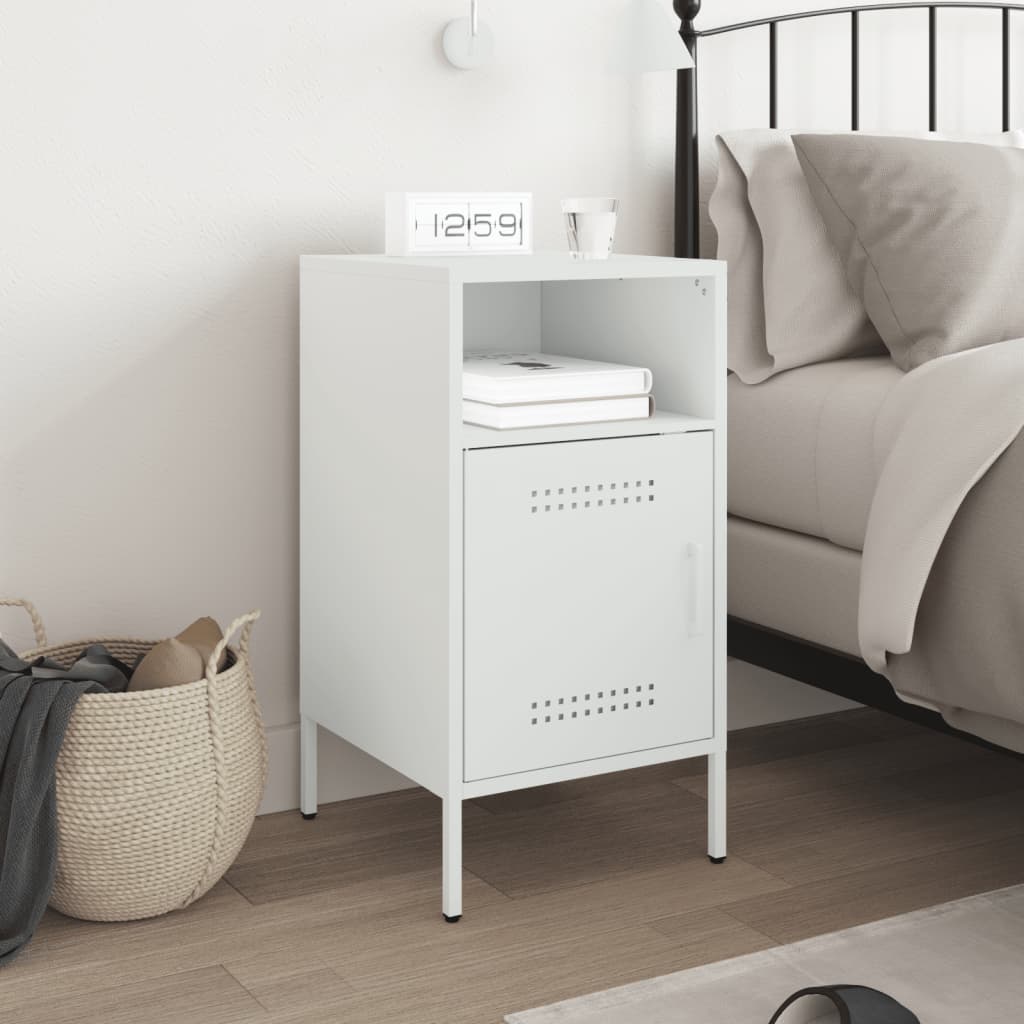 Bedside Cabinet White 36x39x68 cm Steel