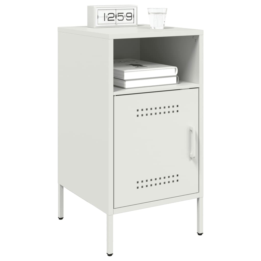 Bedside Cabinet White 36x39x68 cm Steel