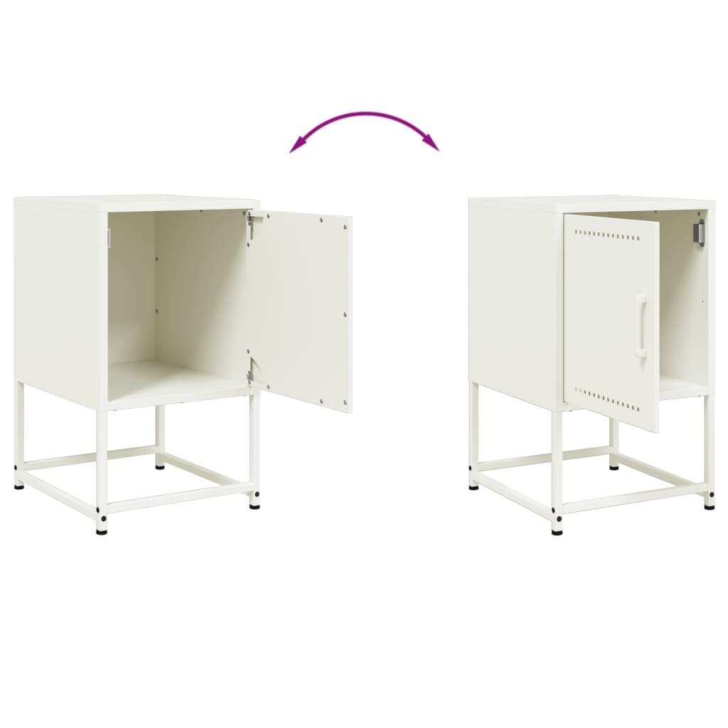 Bedside Cabinet White 36x39x60.5 cm Steel