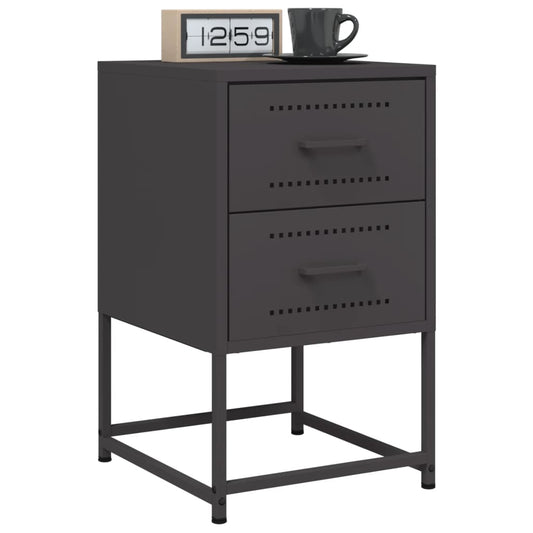Bedside Cabinets 2 pcs Black 36x39x60.5 cm Steel