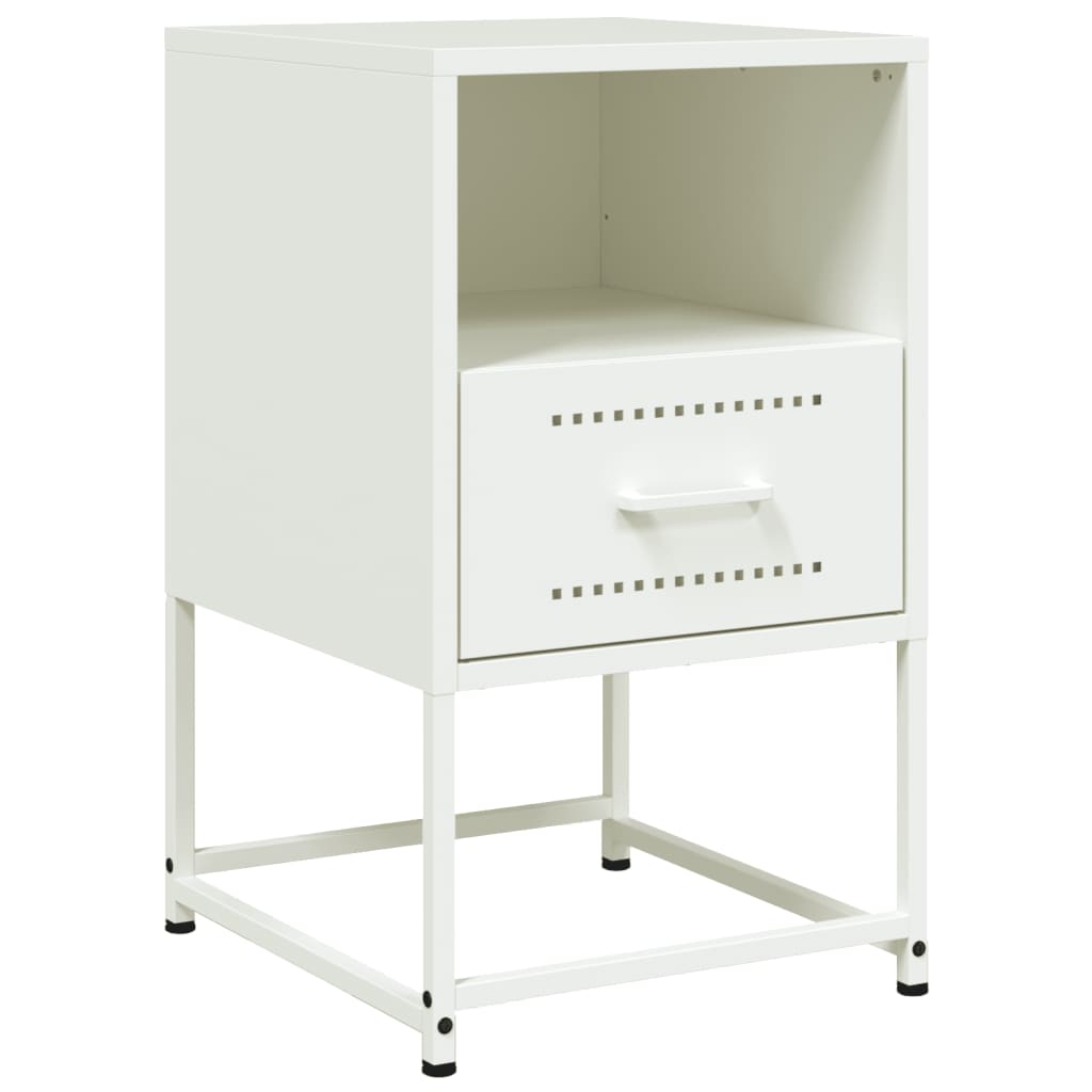 Bedside Cabinet White 36x39x60.5 cm Steel