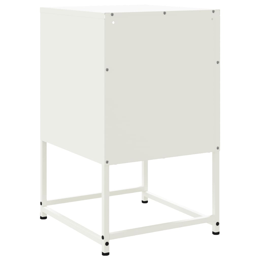Bedside Cabinet White 36x39x60.5 cm Steel