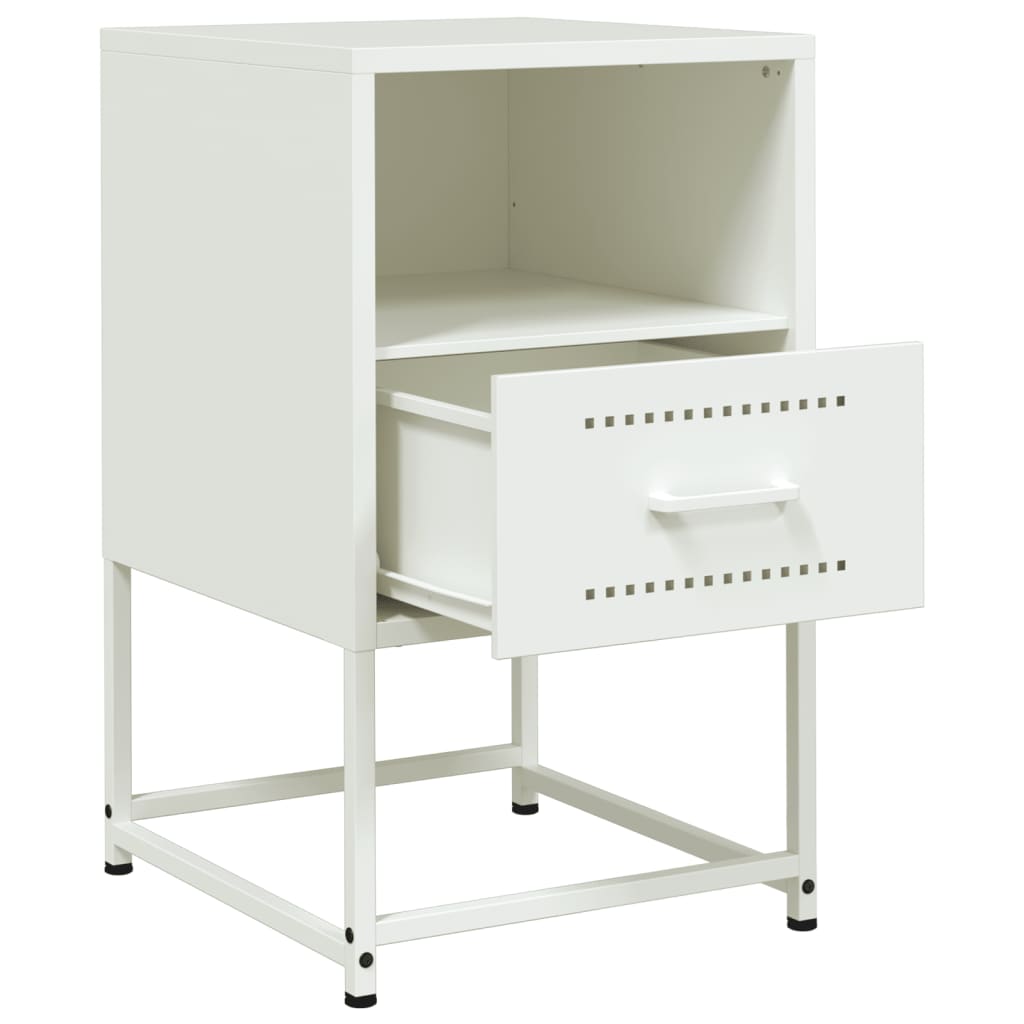 Bedside Cabinet White 36x39x60.5 cm Steel