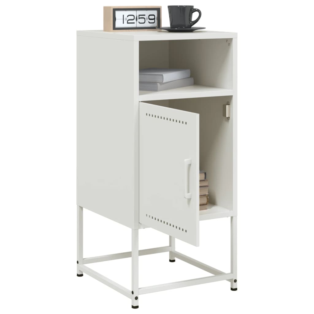 Bedside Cabinet White 36x39x78 cm Steel